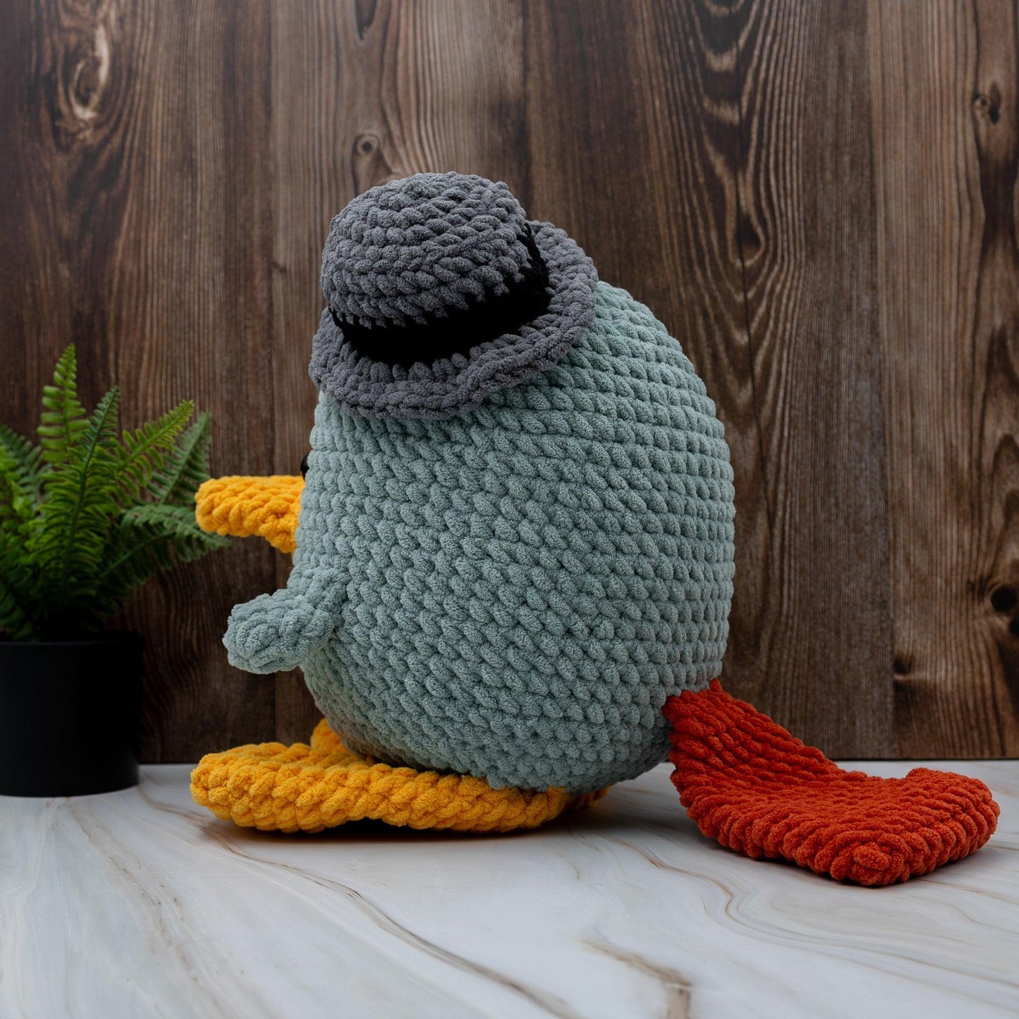 4Stitches Designs 13 Inch Crochet Platypus Plush Toy - Hand-Made Stuffed Animal Gift for Kids