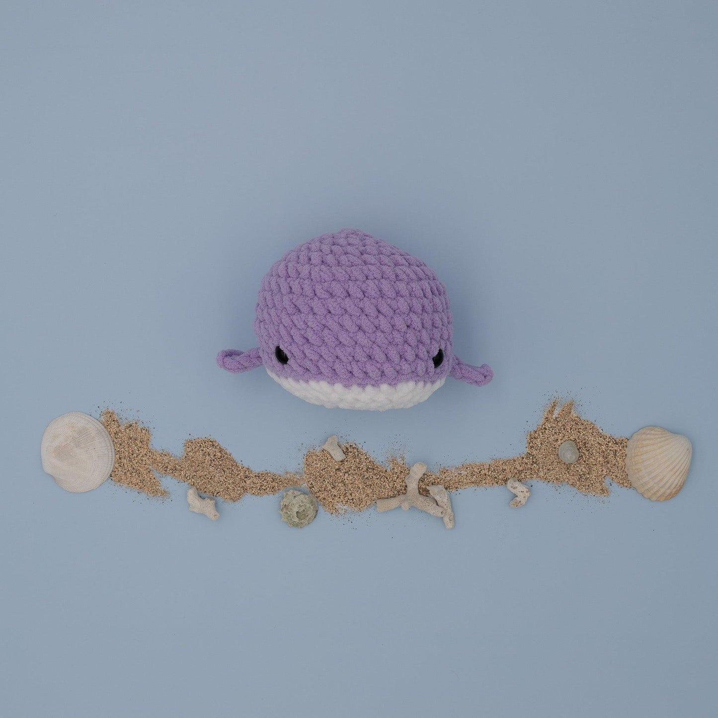 4Stitches Designs 9 Inch Crochet Whale Plush Toy - Hand-Made Stuffed Animal Gift for Kids