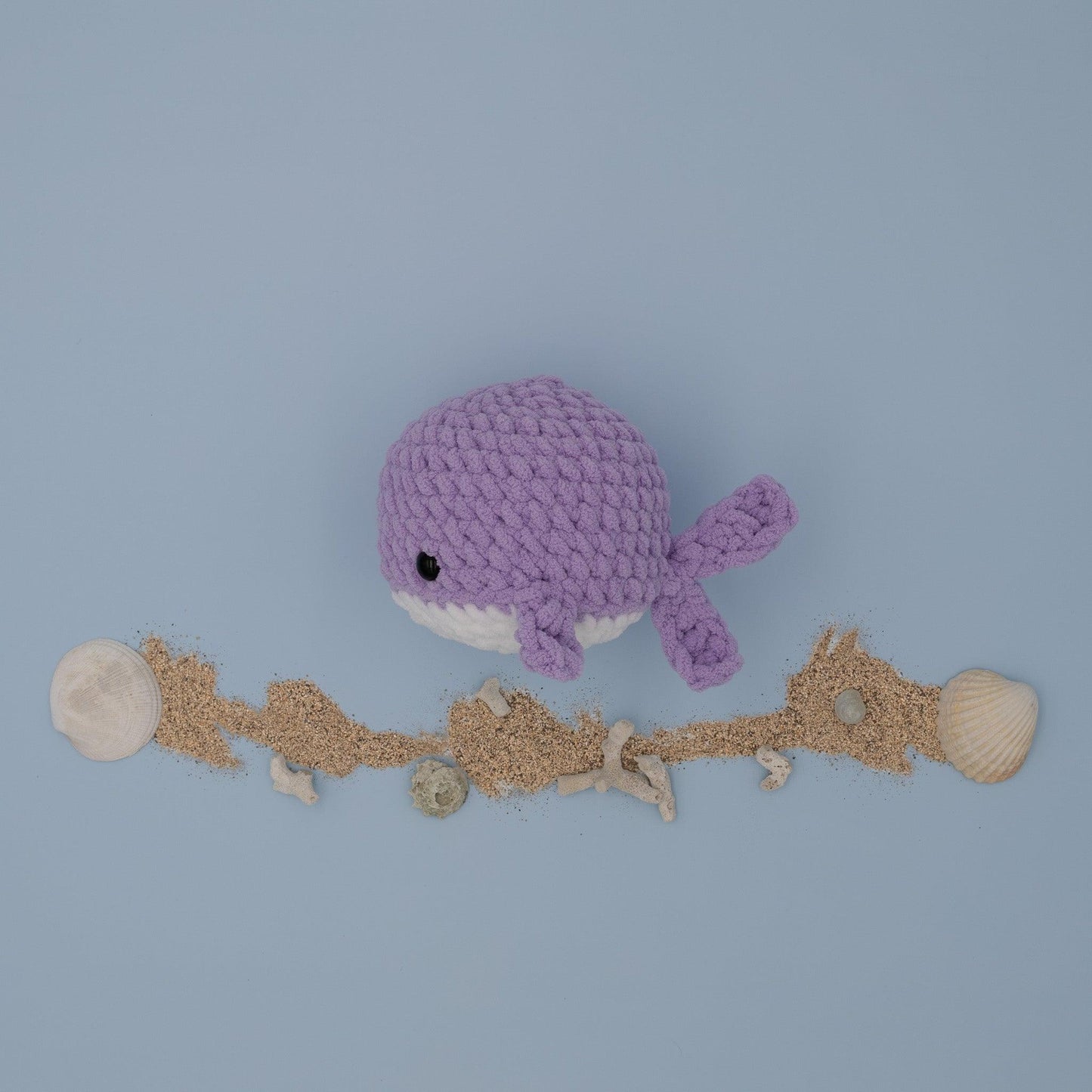 4Stitches Designs 9 Inch Crochet Whale Plush Toy - Hand-Made Stuffed Animal Gift for Kids