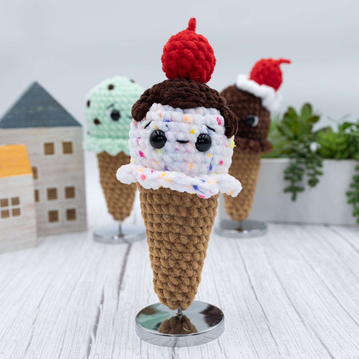 Ice Cream Cone Crochet Plush Toy