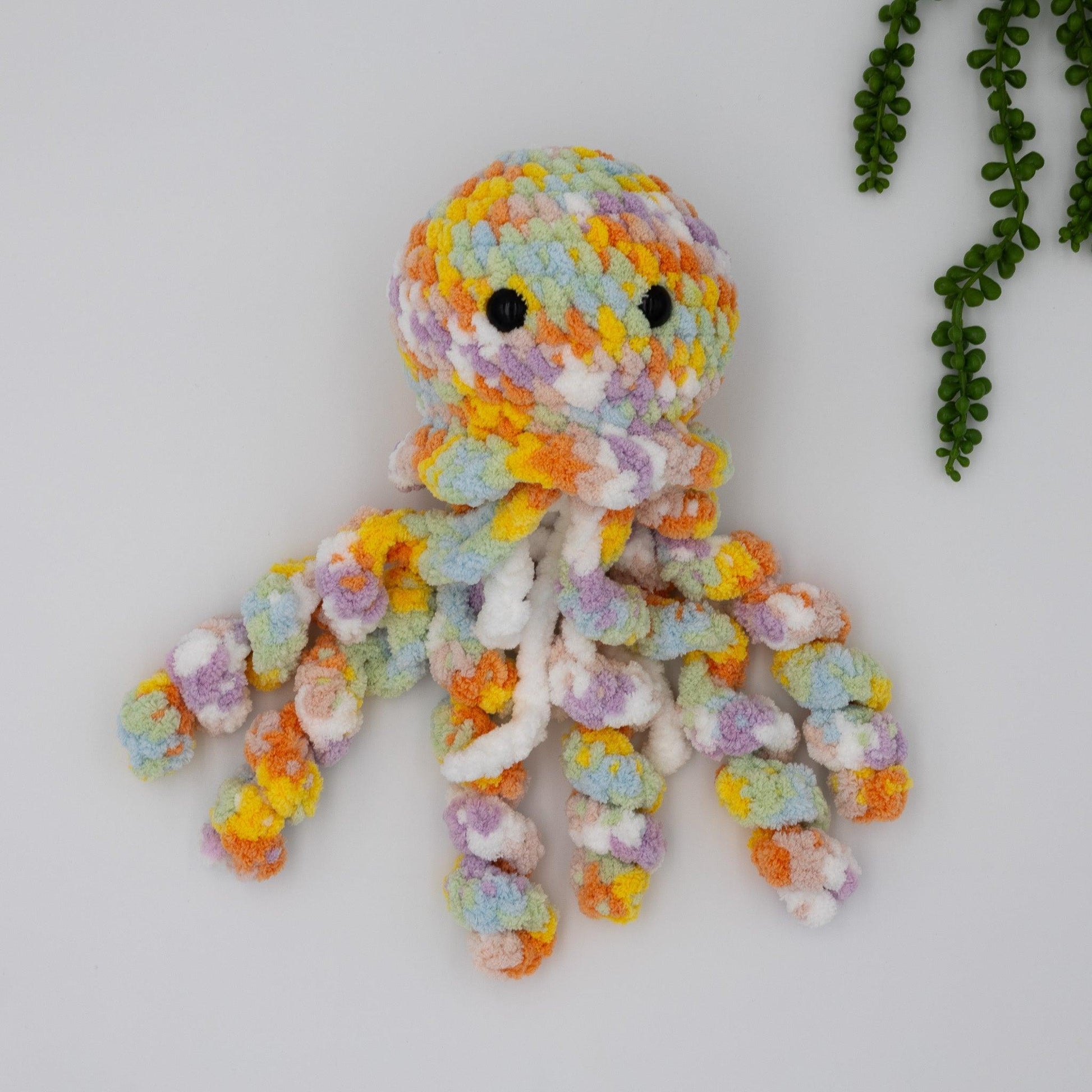 4Stitches Designs 14 Inch Crochet Jellyfish - Hand-Made Stuffed Animal Gift for Kids