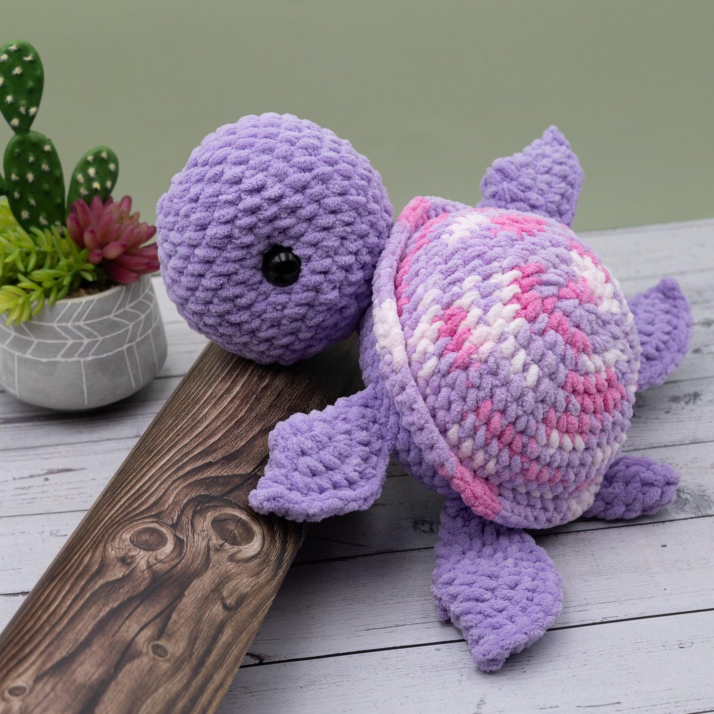 4Stitches Designs 18 Inch Crochet Sea Turtle Plush Toy - Hand-Made Stuffed Animal Gift for Kids