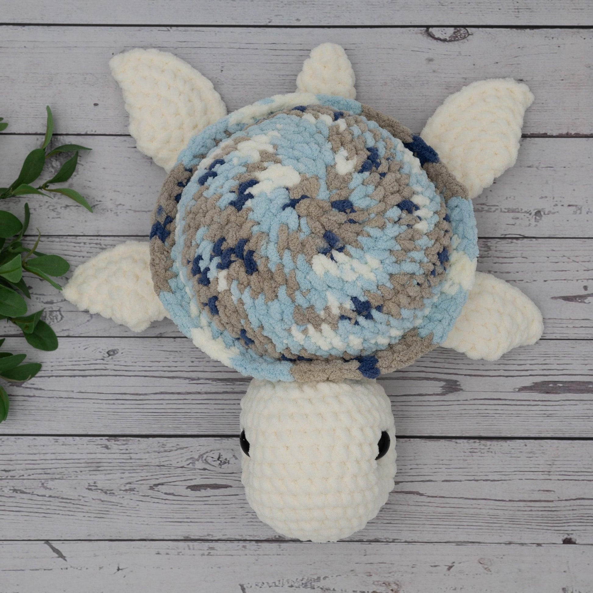 4Stitches Designs 18 Inch Crochet Sea Turtle Plush Toy - Hand-Made Stuffed Animal Gift for Kids
