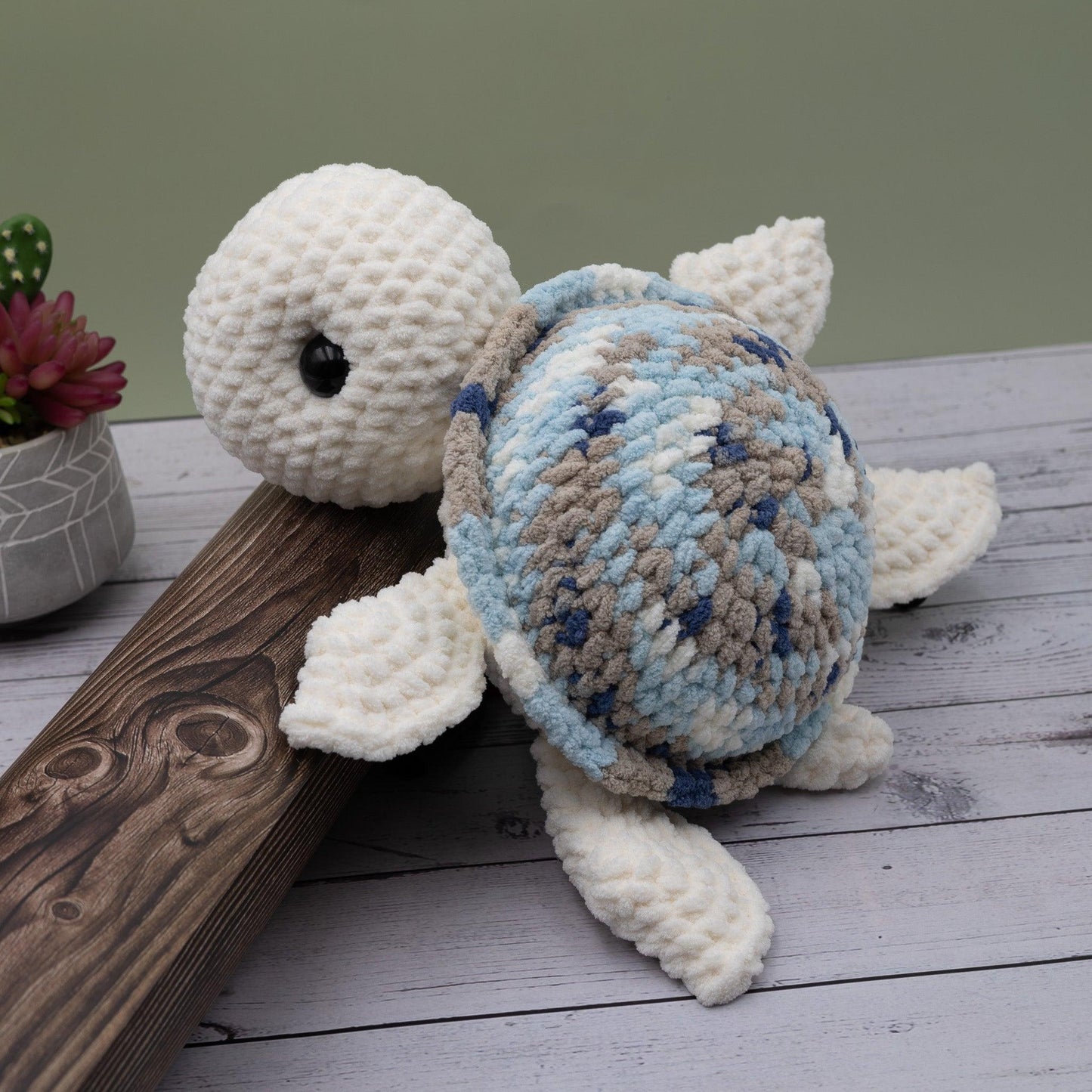 4Stitches Designs 18 Inch Crochet Sea Turtle Plush Toy - Hand-Made Stuffed Animal Gift for Kids