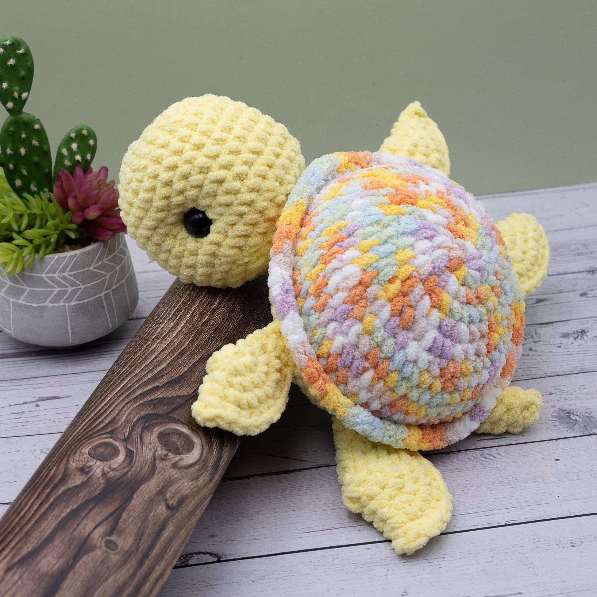 4Stitches Designs 18 Inch Crochet Sea Turtle Plush Toy - Hand-Made Stuffed Animal Gift for Kids