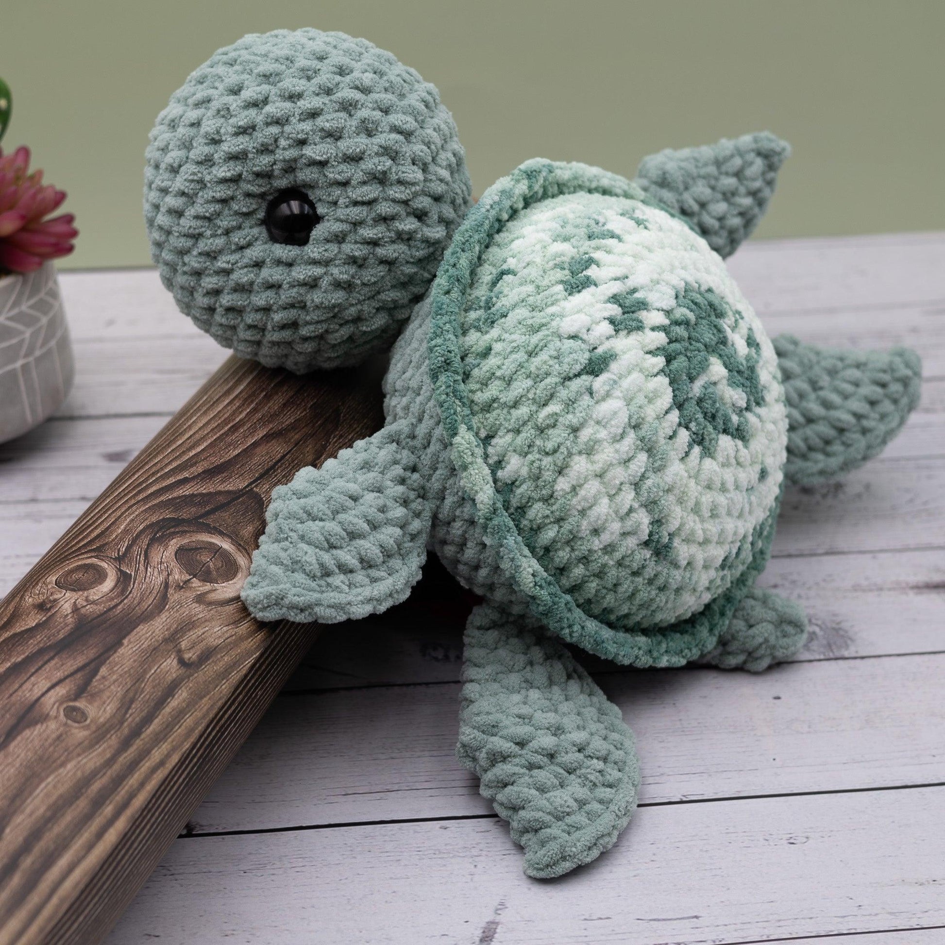 4Stitches Designs 18 Inch Crochet Sea Turtle Plush Toy - Hand-Made Stuffed Animal Gift for Kids